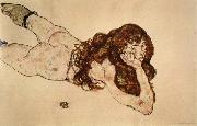 Egon Schiele Female Nude Lying on  Her Stomach painting